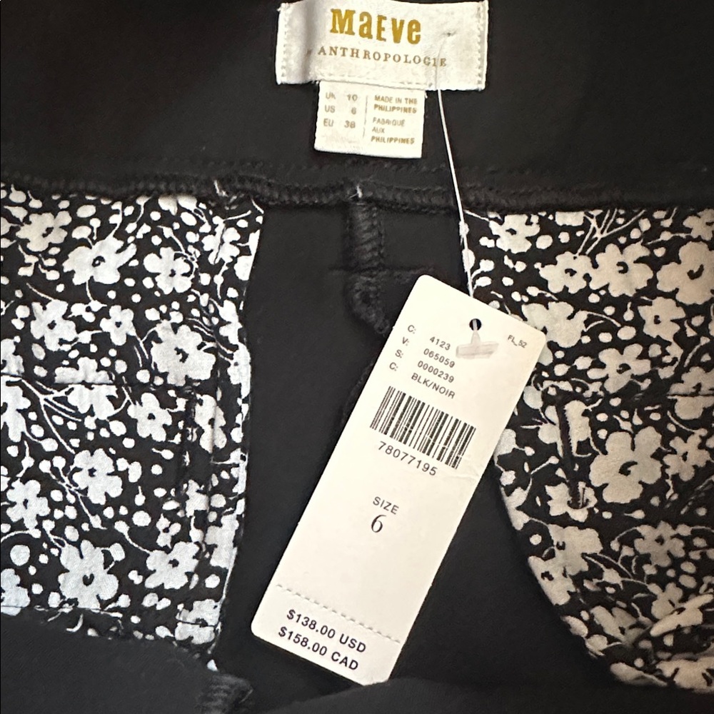 NWT Anthropologie Maeve The Naomi  Wide-Leg Flare Pants Black Size 6 - Picture 8 of 10